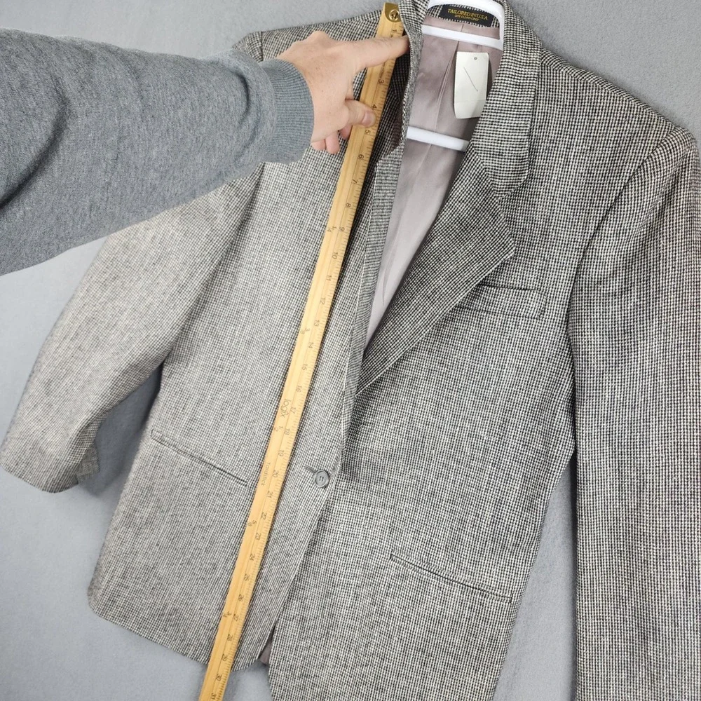 Orvis Womens Blazer 6 Regular Single Button Houndstooth Wool Blend Tailored USA‎
